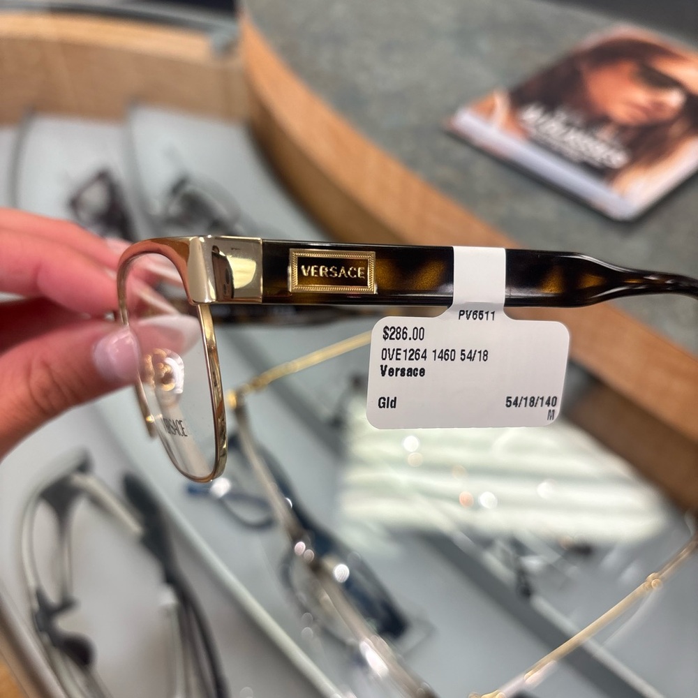 Versace VE1264 Gold Designer Eyeglass Frames (No Lenses)